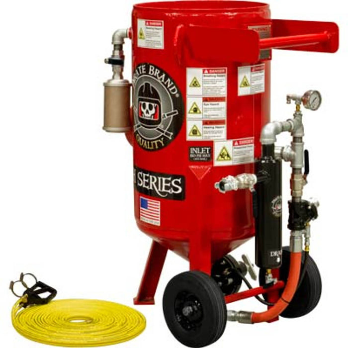 Portable 3.5 cu ft E-Series Pneumatic Blast Pot – Automatic Pinch Valve with X-TREME DUTY™ Metering Tube, 1" Piping with Moisture Separator