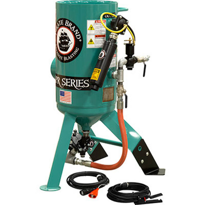 Stationary 3.0 cu ft Electric Sandblast Pot w/ 4″ Umbrella – Pressure Release System, 12VDC Controls, AMV II, 1″ Inlet/Outlet, 1″ Piping