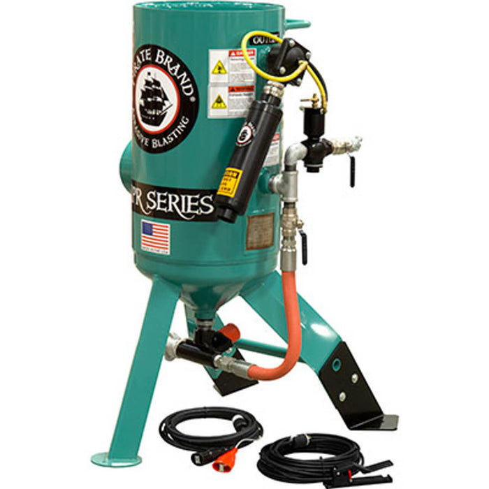 Stationary 3.0 cu ft Electric Sandblast Pot w/ 4″ Umbrella – Pressure Release System, 12VDC Controls, MPV, 1″ Inlet/Outlet, 1″ Piping