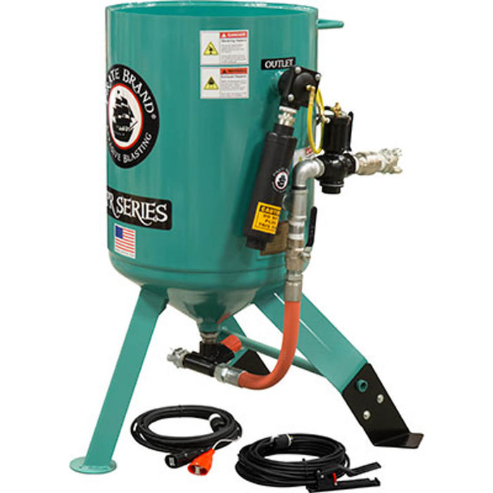 Stationary 6.0 cu ft Electric Sandblast Pot w/ 4″ Umbrella – Pressure Release System, 12VDC Controls, MPV, 1-1/2″ Inlet & 1″ Outlet, 1-1/4″ Piping