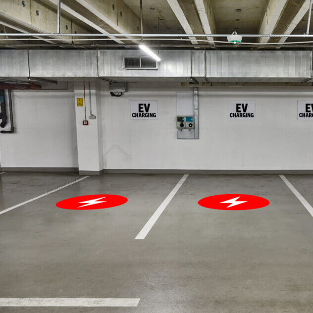 Electric Vehicle (EV) Parking & Charging Stencil – Bolt Design