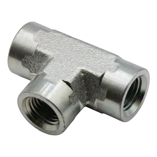 Steel Tee 3/8" FPT x 3/8" FPT x 3/8" FPT 4000 PSI – OEM Replacement Fitting