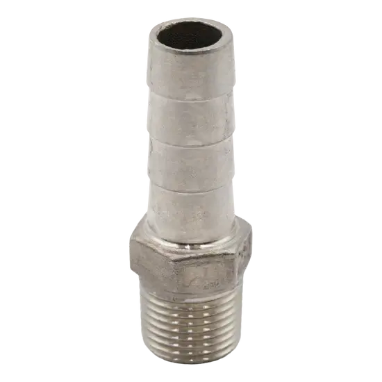 304 Stainless Steel Hose Barb Fitting – 1/2" Hose x 3/8" MPT Low Pressure