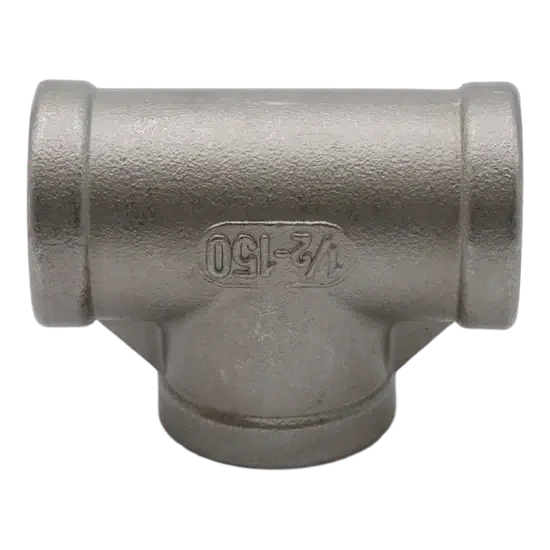 304 Stainless Steel Pipe Tee – 1/2" FPT x 1/2" FPT x 1/2" FPT, 150#