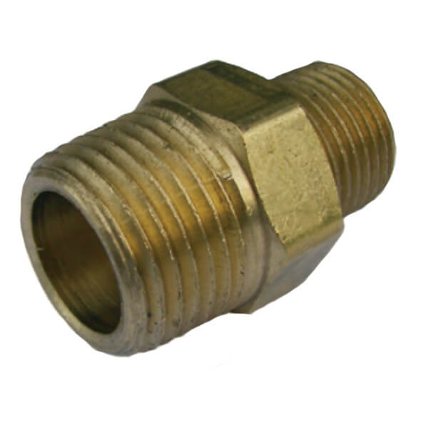 3325-08-06 Brass Reducing Hex Nipple – 1/2" x 3/8" Male Pipe Fitting