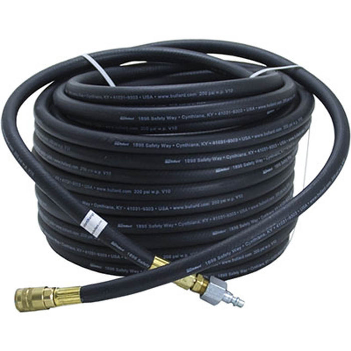 Bullard Air Supply Hose – 100′ Starter, V10, 3/8″ ID, 1/4″ Industrial Interchange, Black