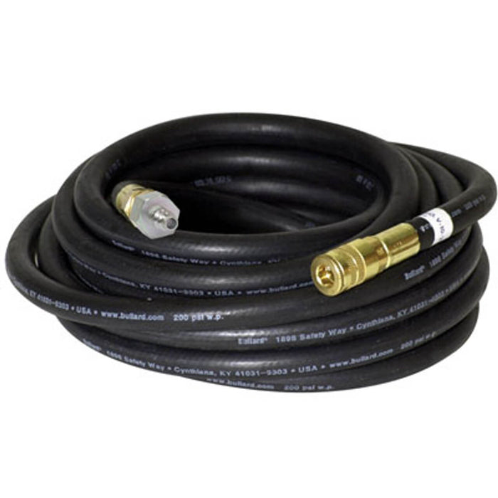 Bullard Air Supply Hose – 25′ Starter, V10, 3/8″ ID, 1/4″ Industrial Interchange, Black