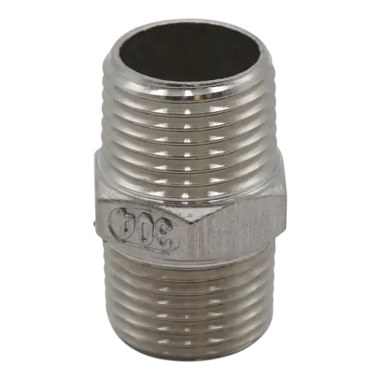 304 Stainless Steel Hex Nipple 1/2" MPT 150# – OEM Replacement Fitting