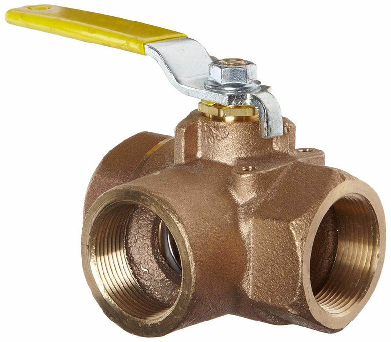 54-034 3-Way Brass Ball Valve – 3/4" FPT, 400 PSI