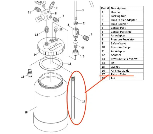 Fuji Spray 5444 Fluid Pick-Up Tube – For 2 Qt Pressure Pot