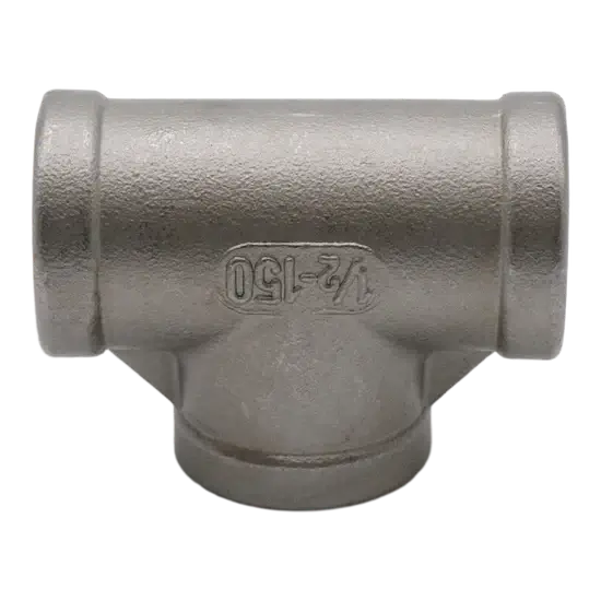 304 Stainless Steel Pipe Tee – 3/4" FPT x 3/4" FPT x 3/4" FPT, 150#