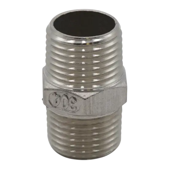 304 Stainless Steel Hex Nipple 1" MPT 150# – OEM Replacement Fitting