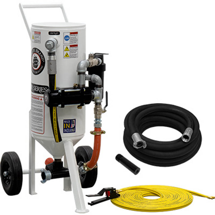 Portable 1.5 cu ft Pneumatic Blast Pot – Pressure Release System, Sandblasting package kit with Hoses & Accessories
