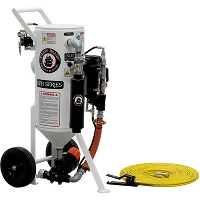 Portable 1.5 cu ft (43L) Pneumatic Blast Pot Sandblaster – Pressure Hold System with APV Urethane Sleeve & Auto Air Valve,