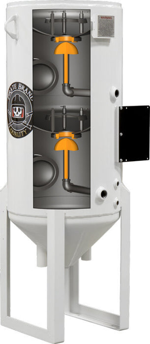 8 cu ft Dual Chamber Blast Pot Pressure Vessel – 150 PSI, 2 Outlet, 90° Cone Bottom – Includes (2) Umbrellas, Handways & Pop-Up Assemblies – Replaces Schmidt Axxiom 1022-008