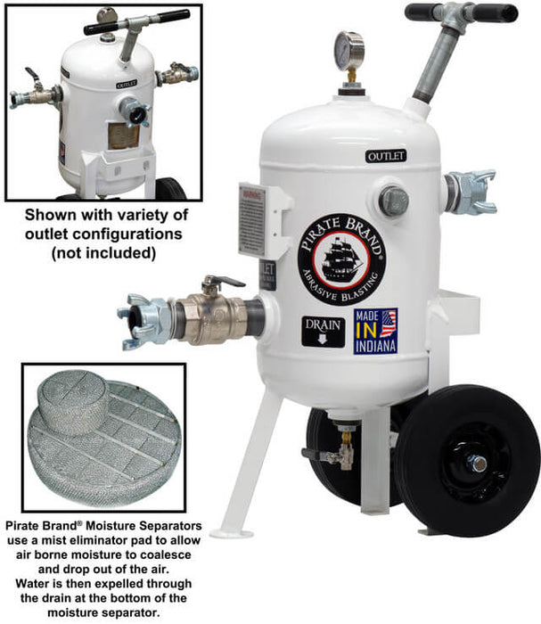 800 CFM Portable Moisture Separator – 150 PSI (10.3 BAR) with 4-Lug Inlet & Outlet, Ball Valve, Pressure Gauge, Manual Drain, Wheels & Handle