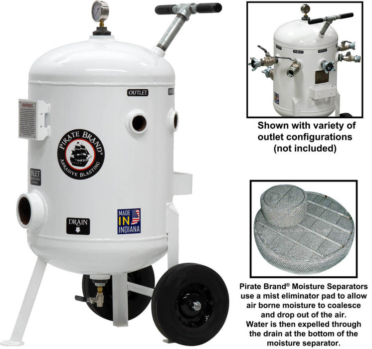 1600 CFM Portable Moisture Separator – 150 PSI (10.3 BAR) with 3″ Inlet, (5) 1-1/2″ Outlets, Pressure Gauge, Manual Drain, Wheels & Handle