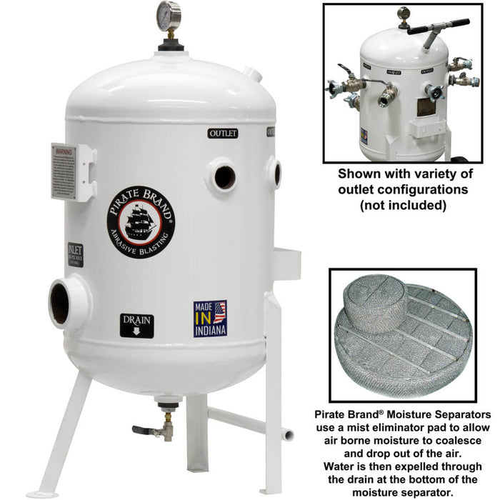 1600 CFM Stationary Moisture Separator – 150 PSI (10.3 BAR) with 3″ Inlet, (5) 1-1/2″ Outlets, Pressure Gauge & Manual Drain