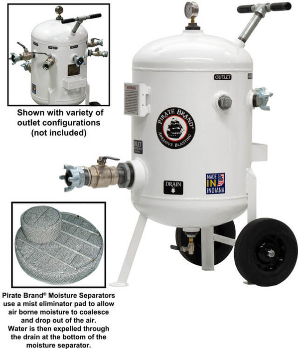 1600 CFM Portable Moisture Separator – 150 PSI (10.3 BAR) with 4-Lug Ball-Valve Inlet & Outlet, 0–160 PSI Pressure Gauge, Manual Drain, Wheels & Handle