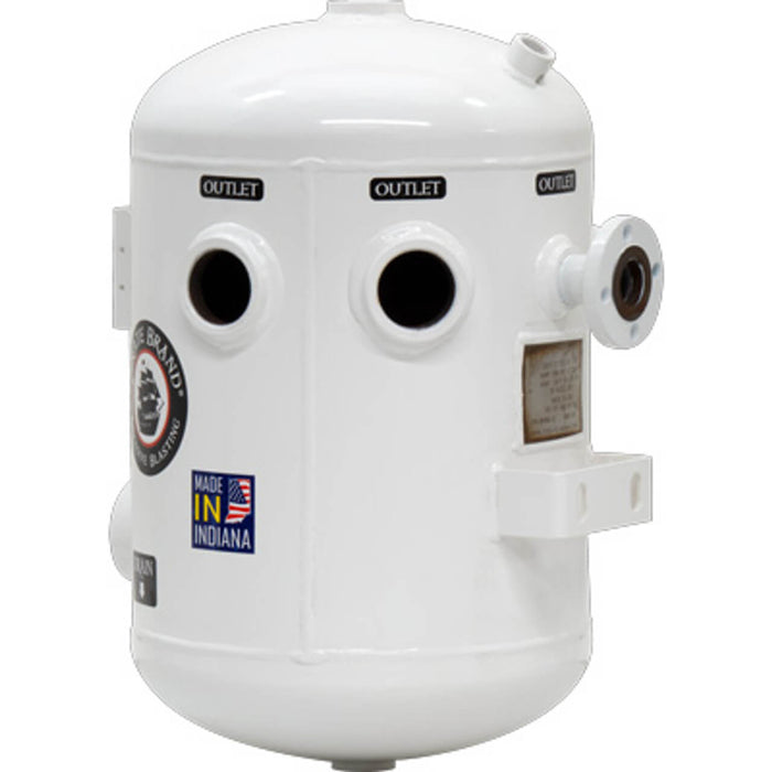 Pirate Brand Big-Bore™ 1600 CFM Flange-Mounted Moisture Separator – 150 PSI (10.3 BAR), (1) 3″ Inlet × (4) 2″ Outlets × (1) 1-1/2″ Outlet, Painted Finish