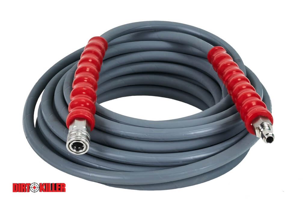 50' Grey Non-Marking Single Wire High Pressure Hose Assembly – 3/8" Stainless Steel Quick Disconnects Installed – PN 9800500
