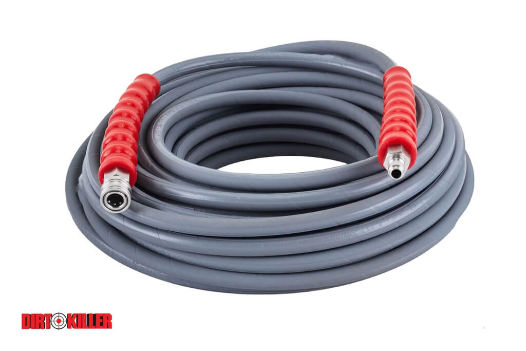 100' Grey Non-Marking Single Wire High Pressure Hose Assembly – 3/8" Stainless Steel Quick Disconnects Installed – PN 9800501