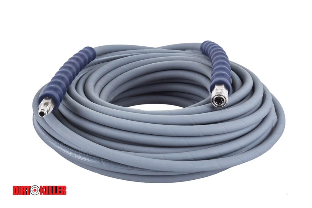 100' Grey Non-Marking Double Wire High Pressure Hose Assembly – 3/8" Stainless Steel Quick Disconnects Installed – PN 9800504