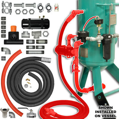 Zero Style Blast Cabinet Conversion Kit Combination/MPV Pneumatic 1" for Pressure Release System (Replaces Schmidt Axxiom 8400-000-09)