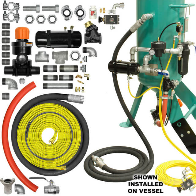 Zero Style Blast Cabinet Conversion Kit Combination/APV Urethane Sleeve w/ Palm Blowdown Pneumatic 1" for Pressure Hold System w/ 25' Twinline Control Hose (Replaces Schmidt Axxiom 8400-000-11)
