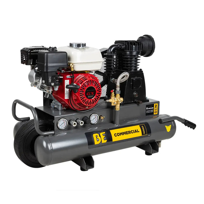 BE Power 16 CFM @ 175 PSI Gas Air Compressor / Generator – Honda GX390 Engine, 13-Gallon Twin Tank, Belt-Drive Combo Unit for Contractors & Job Sites (AC138HEG2)