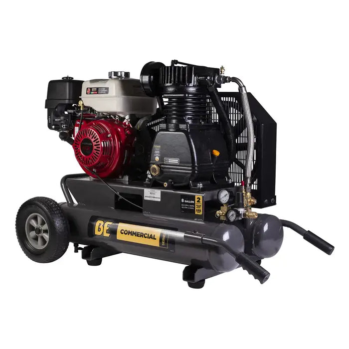BE Power 17.7 CFM @ 175 PSI Gas Air Compressor – Honda GX270 Engine, 9 Gallon Twin Tank, Belt-Drive Portable Compressor for Contractors & Industrial Use (AC908HB2)