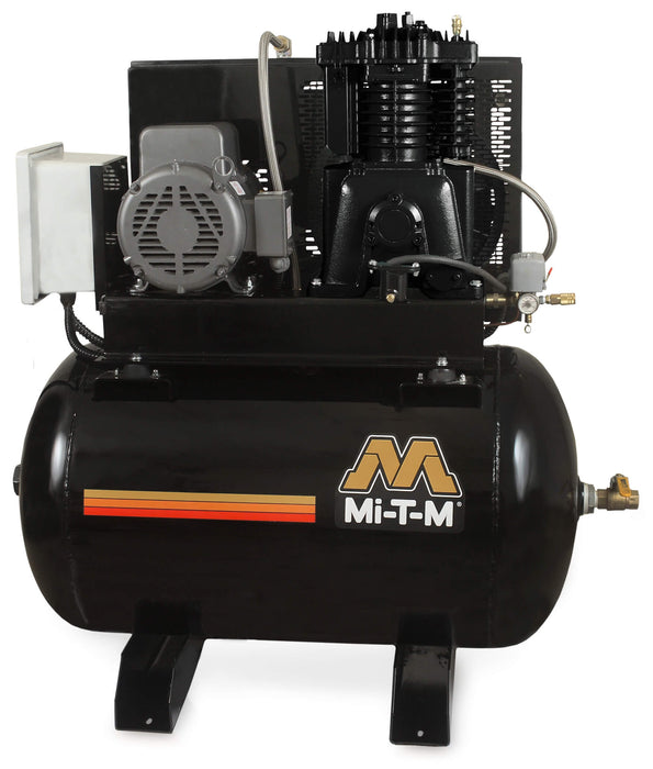 Mi-T-M M-Series Simplex Two-Stage Horizontal Air Compressor – 7.5 HP, 80-Gallon, 175 PSI, 3-Phase, 230V
