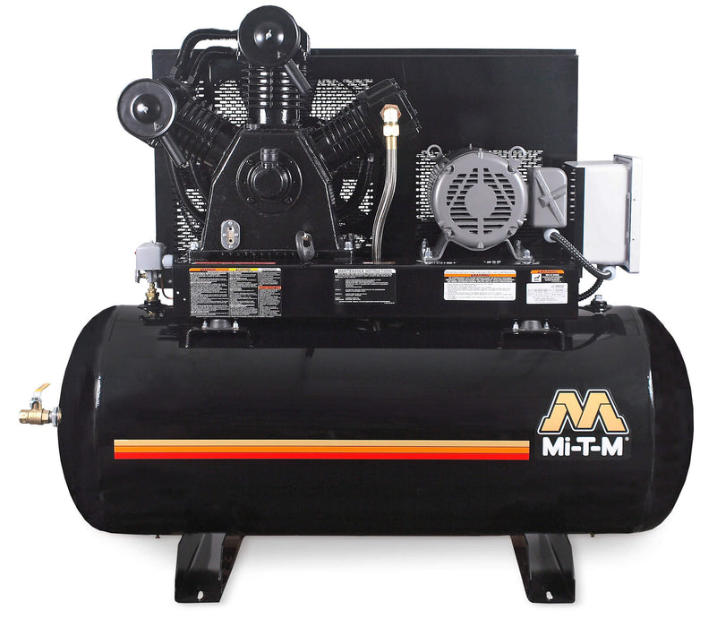 Mi-T-M AES Series Simplex Two-Stage Horizontal Air Compressor – 15 HP, 120-Gallon, 175 PSI, 3-Phase, 230V