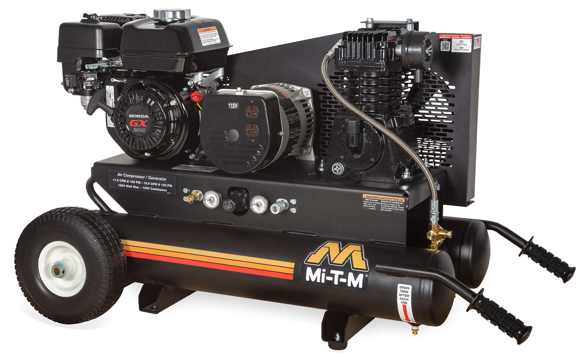 Mi-T-M 8-Gallon Single-Stage Gasoline Air Compressor / Generator – Model AG1-PH65-08M1