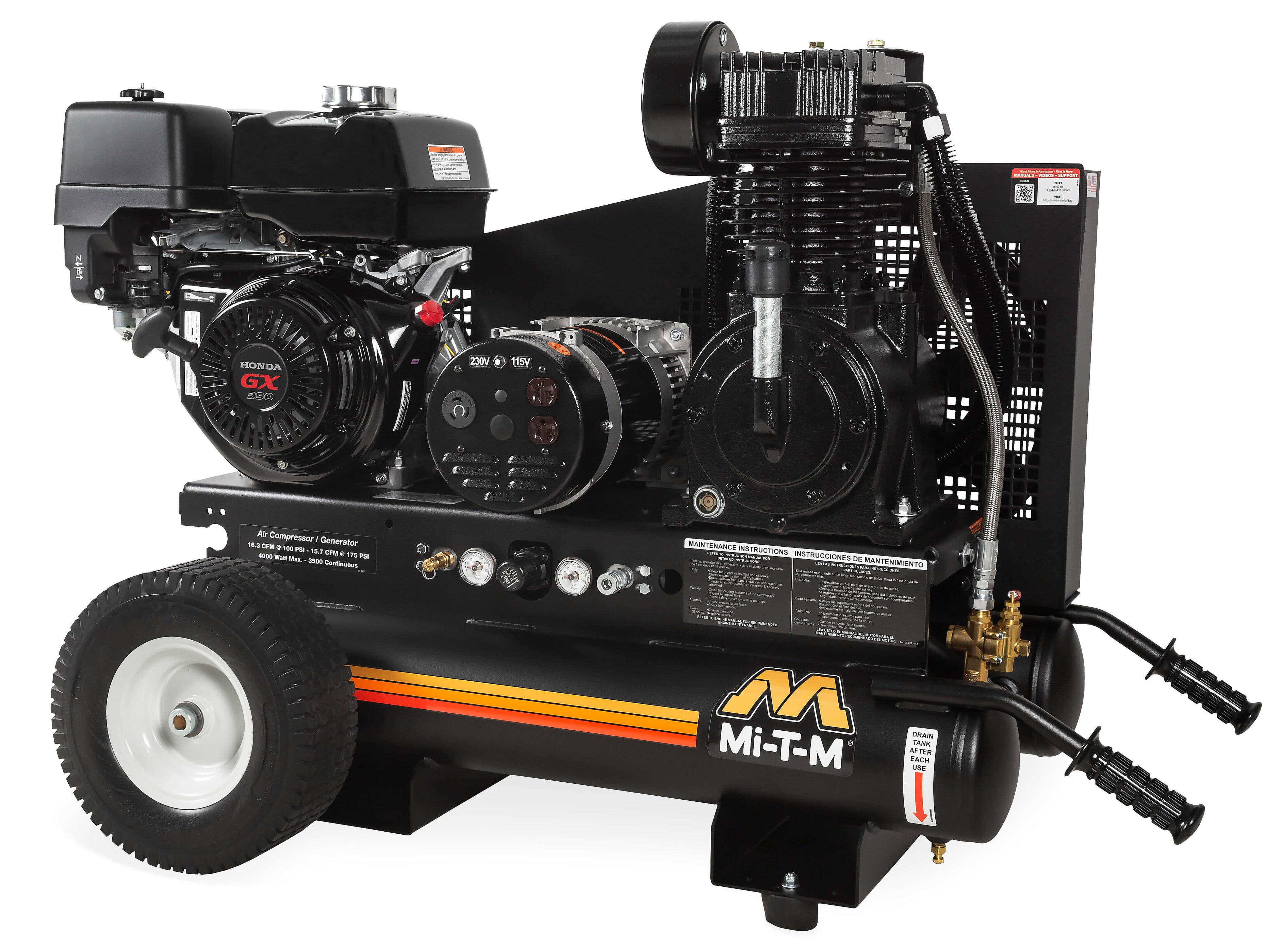 Mi-T-M 8-Gallon Two-Stage Gasoline Air Compressor / Generator – Model ...