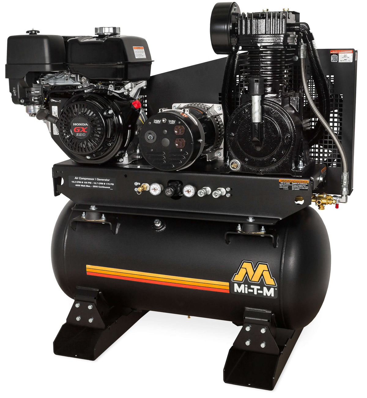 Gen Compressor Mi-T-M 30-Gallon Two-Stage Gasoline Air Compressor / Generator, 389cc ...