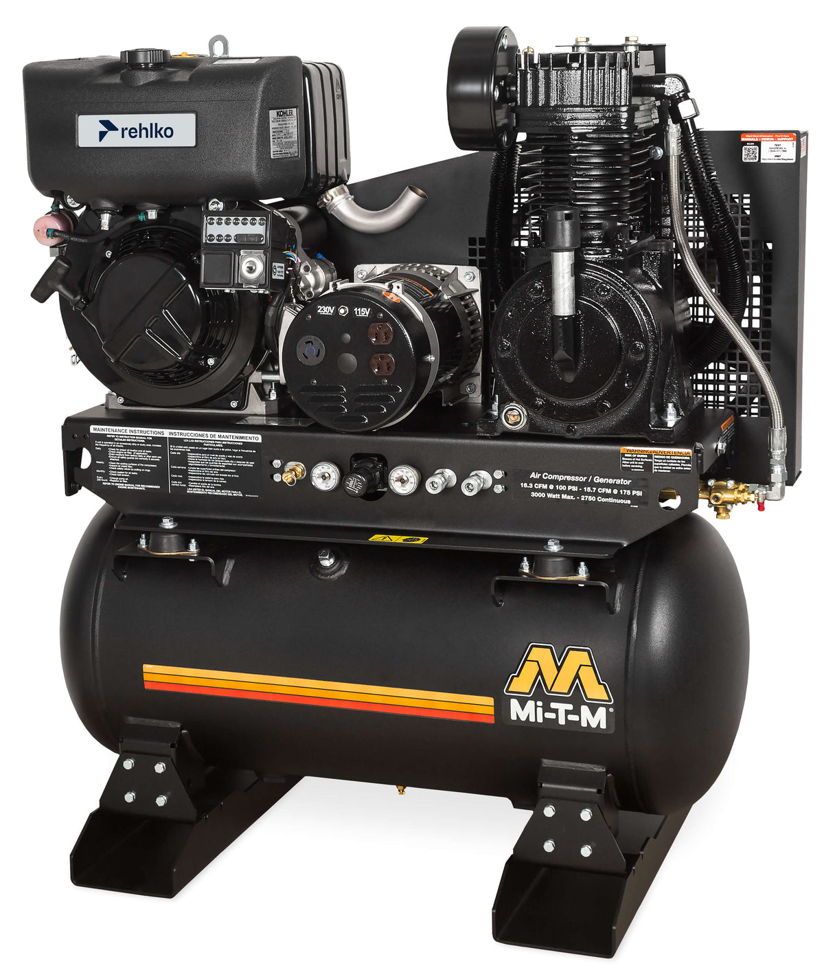 Mi-T-M 30-Gallon Two-Stage Diesel Air Compressor / Generator – Model A ...