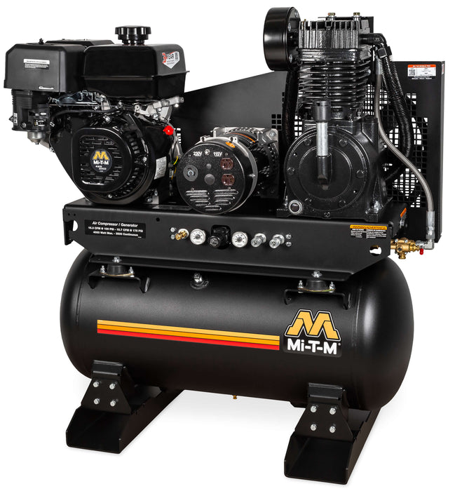 Mi-T-M 30-Gallon Two-Stage Gasoline Air Compressor / Generator – Model AG2-SM14-30M