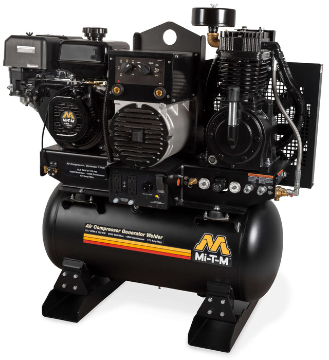 Mi-T-M Two-Stage Gasoline Air Compressor / Generator / Welder – 30-Gallon, 420cc Mi-T-M OHV
