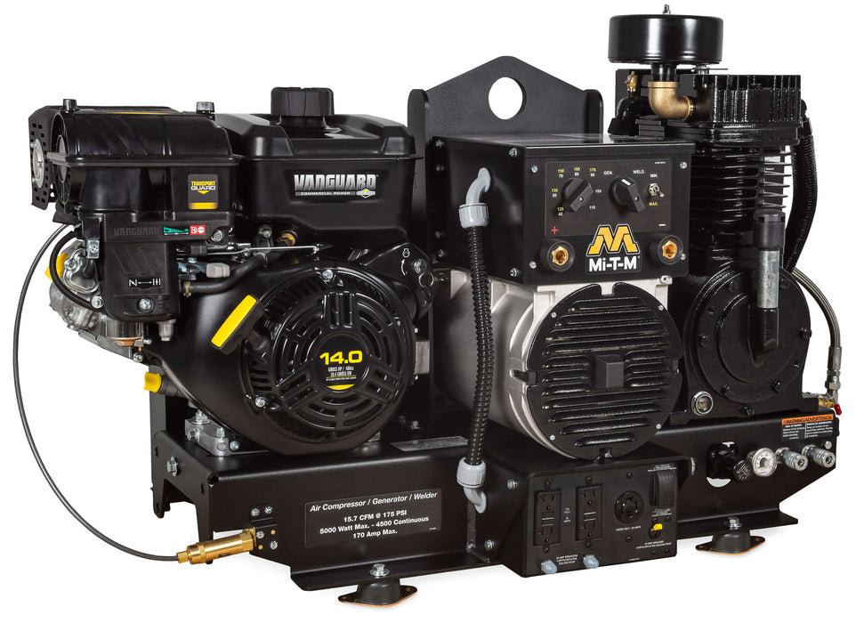Mi-T-M Two-Stage Gasoline Base-Mount Air Compressor / Generator / Welder – 408cc Vanguard OHV