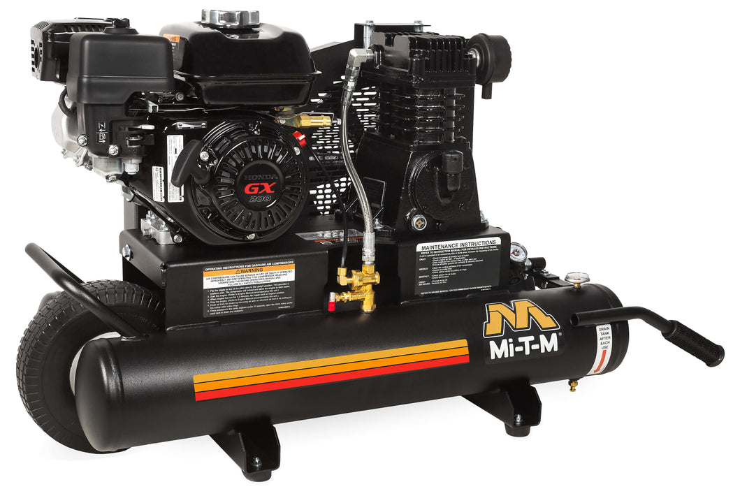 Mi-T-M 8-Gallon Single Stage Gasoline Air Compressor – AM1-PH65-08M, Portable, Honda GX Engine, 6.5 HP