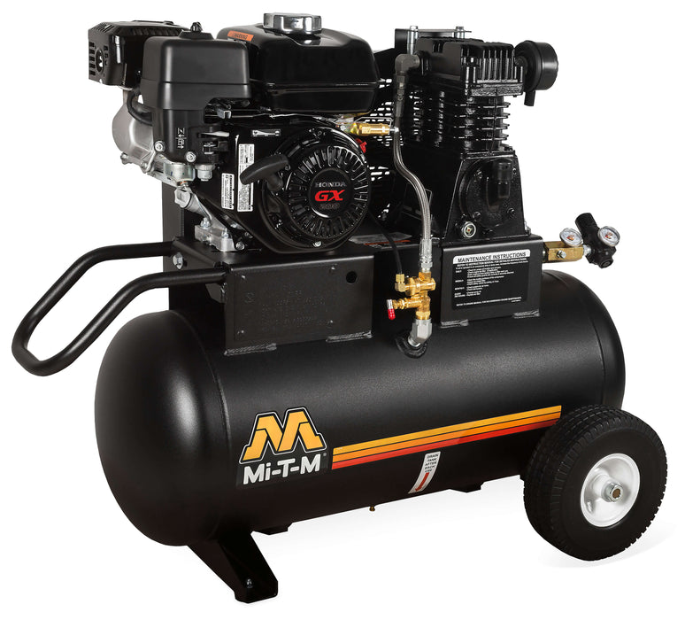 Mi-T-M 20-Gallon Single Stage Gasoline Air Compressor – AM1-PH65-20M, Portable, Honda GX Engine, 6.5 HP