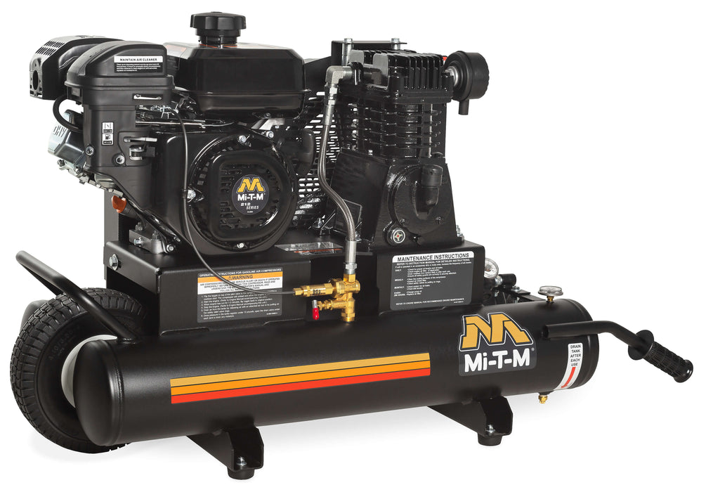 Mi-T-M 8-Gallon Single Stage Gasoline Air Compressor – AM1-PM07-08M, Portable, Mi-T-M Engine, 7.0 HP