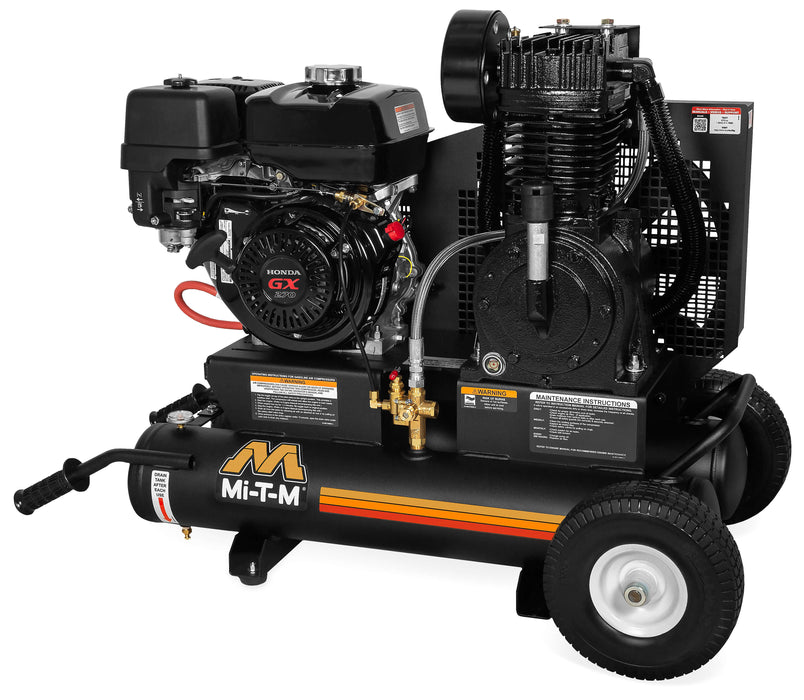 Mi-T-M 8-Gallon Two Stage Gasoline Air Compressor – AM2-PH09-08M, Portable, Honda GX Engine, 9.0 HP