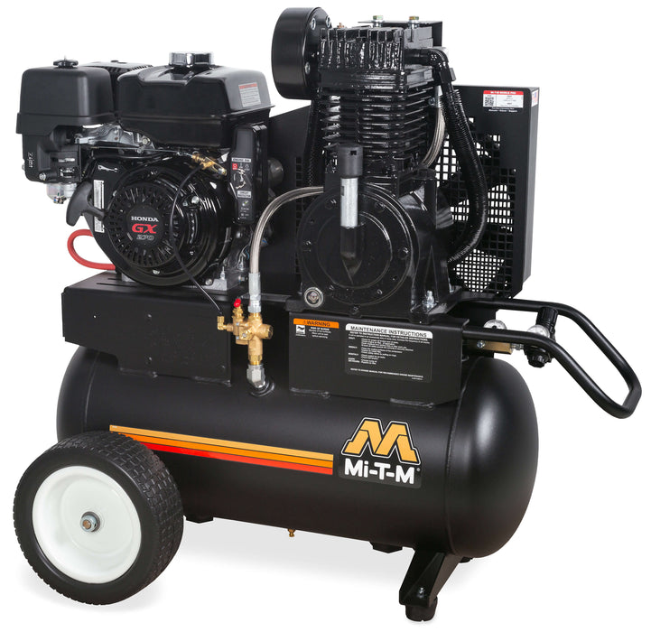 Mi-T-M 20-Gallon Two Stage Gasoline Air Compressor – AM2-PH09-20ME, Portable, Honda GX Engine, 9.0 HP, Electric Start