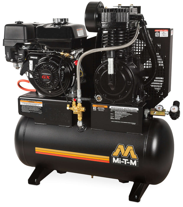 Mi-T-M 20-Gallon Two Stage Gasoline Air Compressor – AM2-SH09-20M, Stationary, Subaru Engine, 9.0 HP