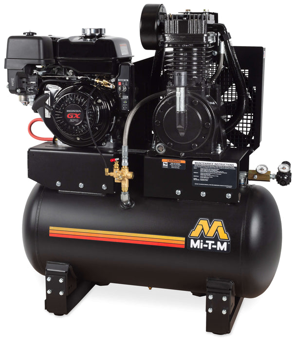 Mi-T-M 30-Gallon Two Stage Gasoline Air Compressor – AM2-SH09-30ME, Stationary, Subaru Engine, 9.0 HP, Electric Start