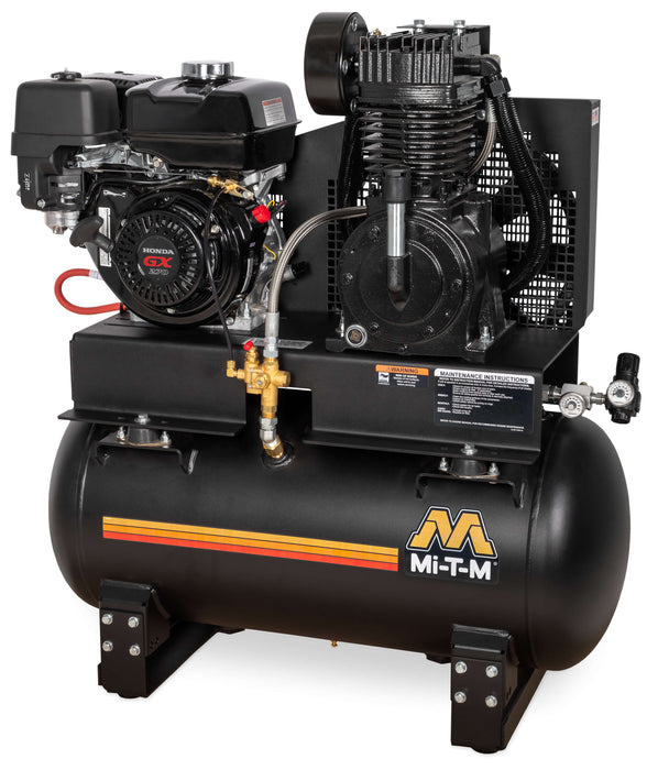 Mi-T-M 30-Gallon Two Stage Gasoline Air Compressor – AM2-SH09-30M, Stationary, Subaru Engine, 9.0 HP
