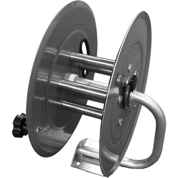 Hydro Tek AR100 Stainless Steel Hose Reel – 3500 PSI, 150' Capacity, Small Base w/ Friction Brake