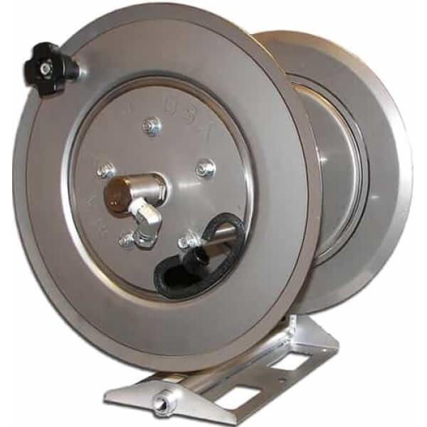 Hydro Tek AR110 Stainless Steel Hose Reel – 3500 PSI, 250' Capacity, Large Base w/ Pop-Pin Lock